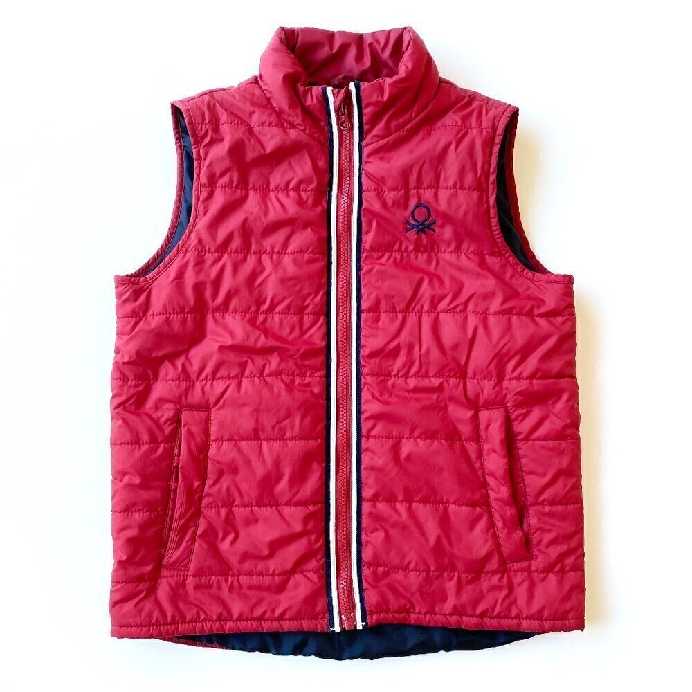 Benetton Boys Red Quilted Puffer Vest Size M 7-8